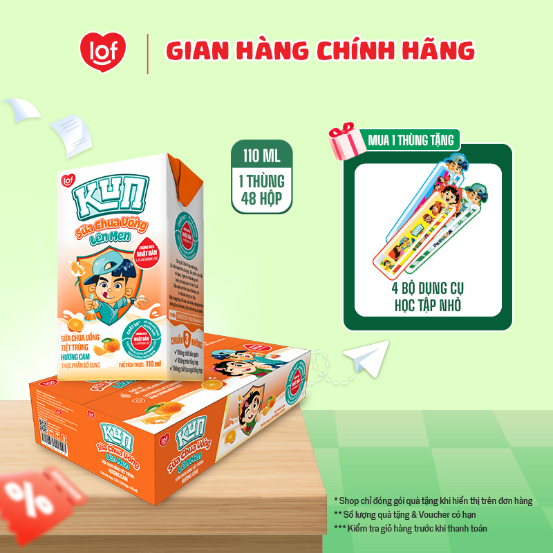 Sữa chua uống KUN vị cam thùng 48 hộp x 110ml