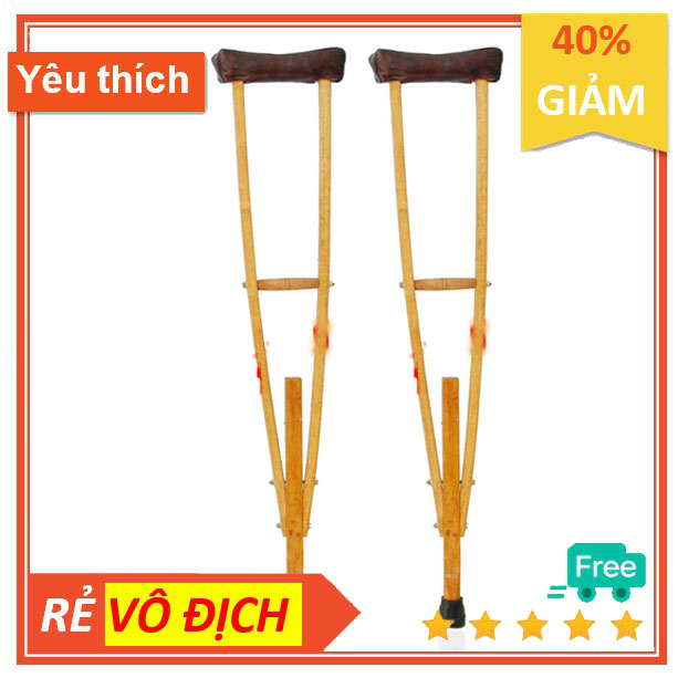 Nạn gỗ chống hổ trợ di chuyển vật lí trị liệu phục hồi chức năng 2 chiếc Cường Thịnh Medical