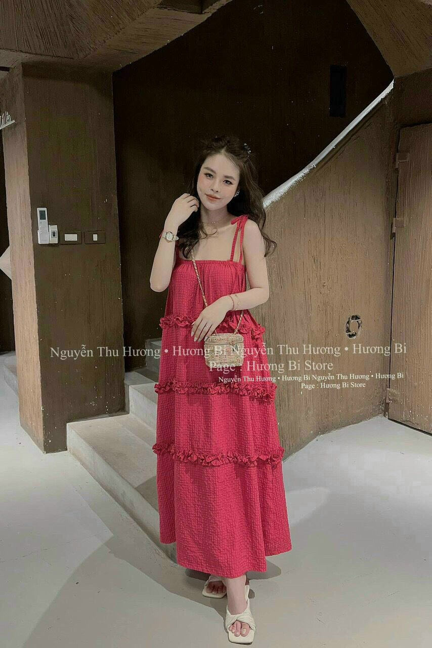 Set áo cột dây babydoll kẻ caro đỏ 2 dây buộc nơ viền bèo mix chân váy nữ  tính | Shopee Việt Nam