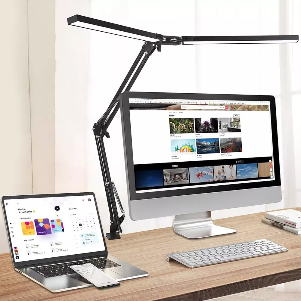 Đèn học kẹp bàn led 3 màu siêu sáng chống cận chiếu sáng rộng kiểu dáng pixar hiện đại xoay 360 di động tiết kiệm điện