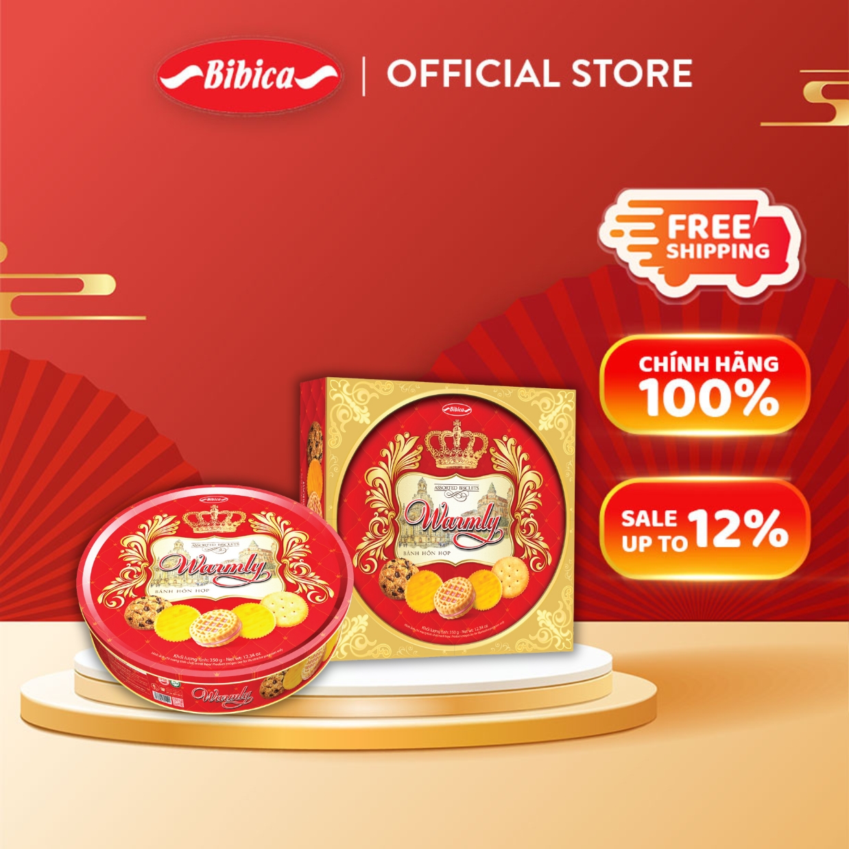 Bánh Warmly Bibica hộp thiếc 350g