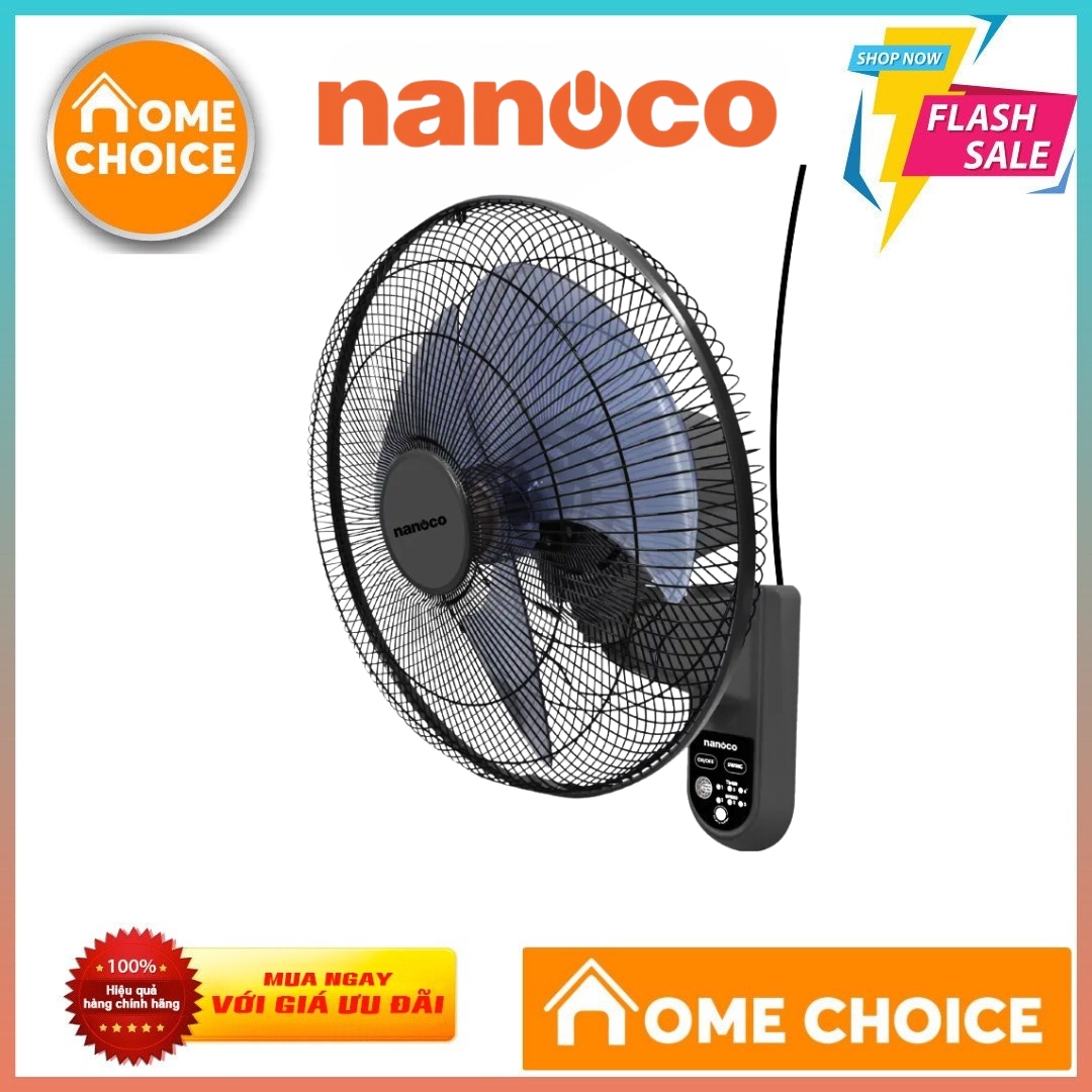 Quạt treo tường 3 cánh Nanoco NWF1615RC-GR điều khiển từ xa