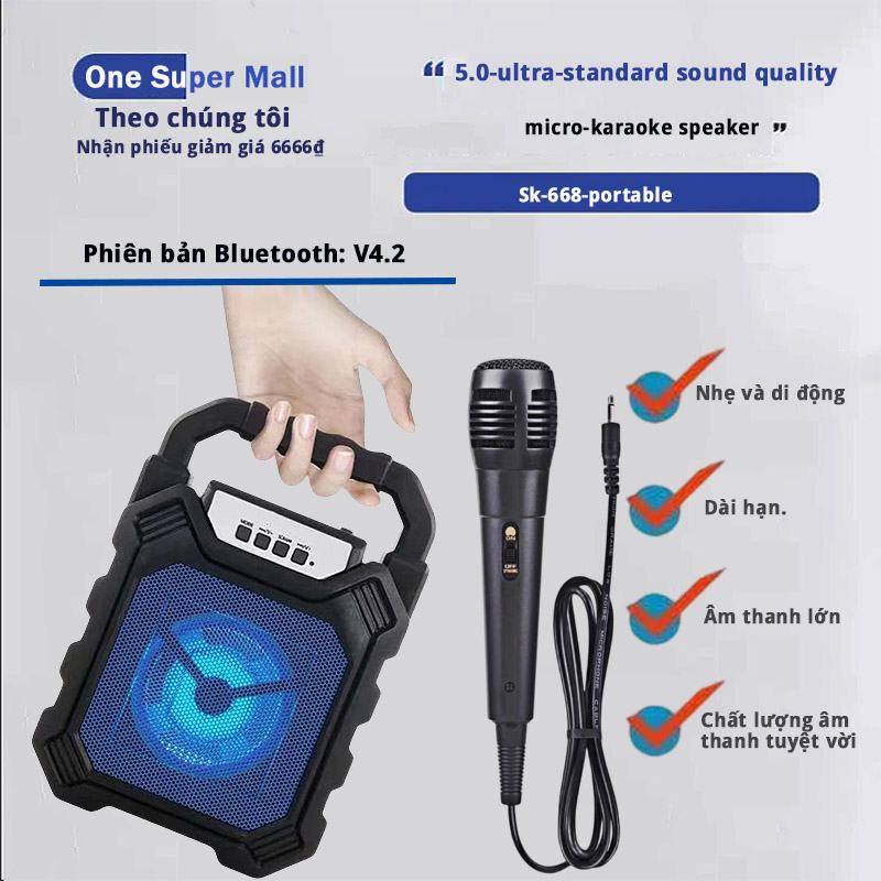loa bluetooth karaoke mini giá rẻ loa keo loa kẹo kéo mini bluetooth Loa Kẹo Kéo Karaoke Bluetooth Mini Tiện lợi Âm to Cực đã tặng 1 mic có dây