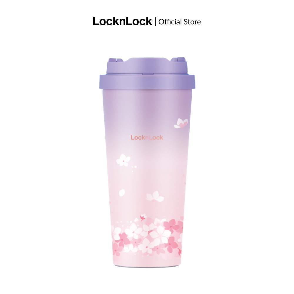 Bình giữ nhiệt Lock&Lock Energetic one-touch tumbler 550ml-400ml LHC3249 (phiên bản Peach Blossom) -