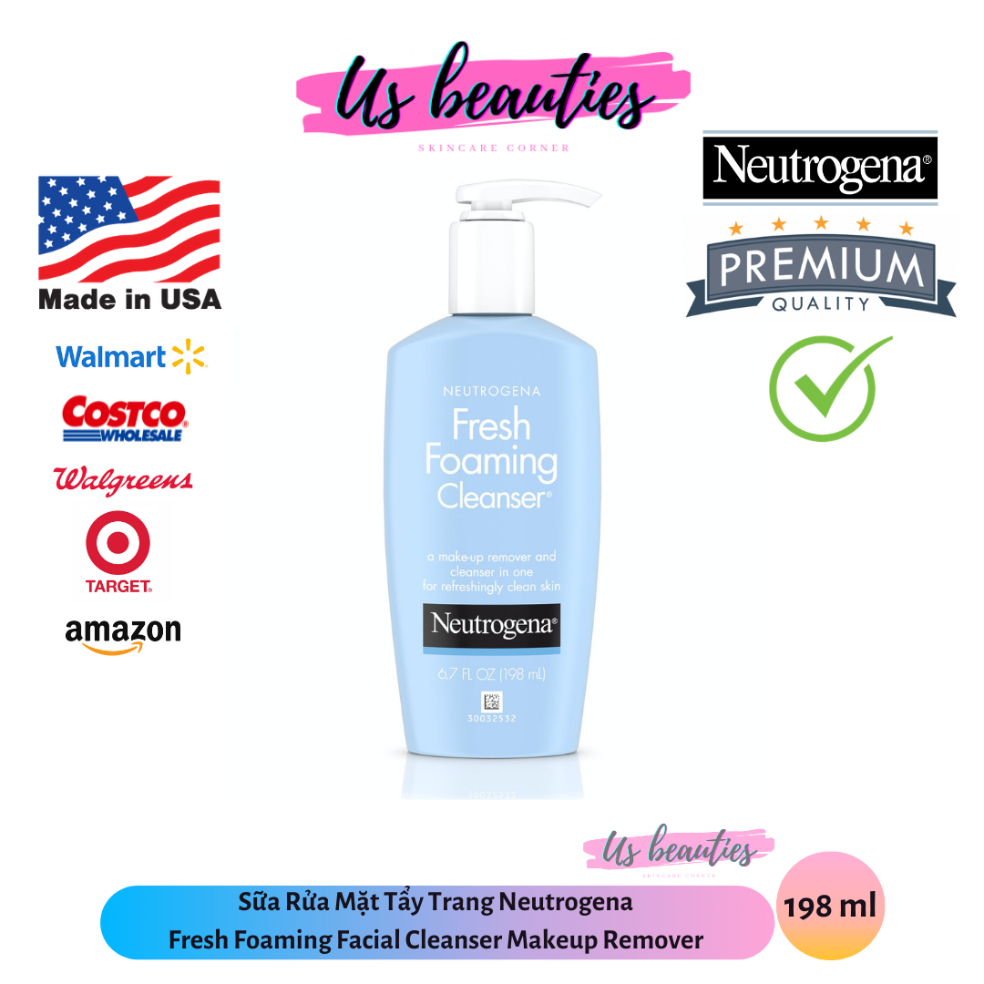 [Hcm]Sữa Rửa Mặt Tẩy Trang Neutrogena Fresh Foaming Facial Cleanser Makeup Remover 198Ml (Bill Usa)