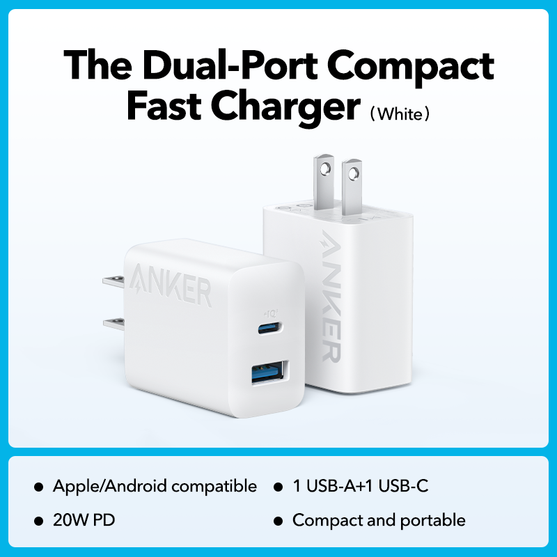 Anker PD 20W USB C Charger Fast Wall Charger for iPad Pro iPhone 15 Charger AirPods for iPhone 17/16