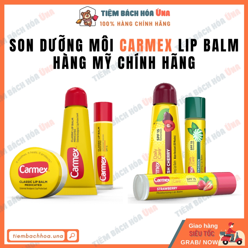 [Chính hãng] Son dưỡng môi Carmex Lip balm đủ mùi hàng Mỹ chính hãng tiembachhoauna