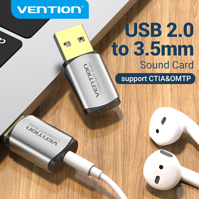 Vention Sound Card USB To Jack 3.5mm 2 in 1 Adapter USB audio interface external sound card Headset