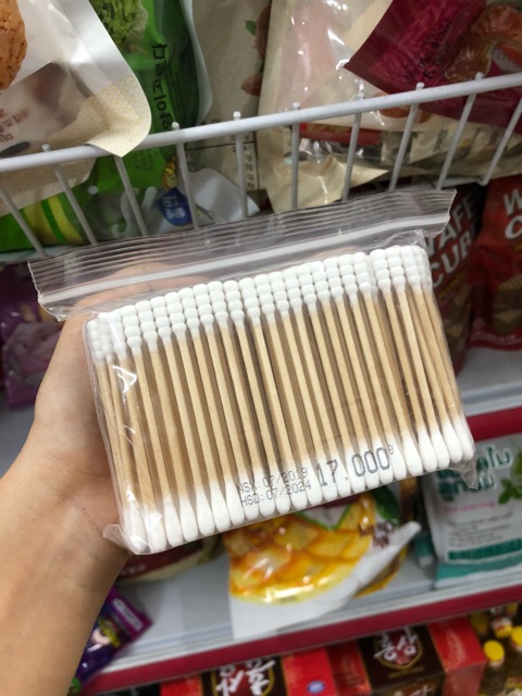 Tăm bông cán gỗ bịch 100 que