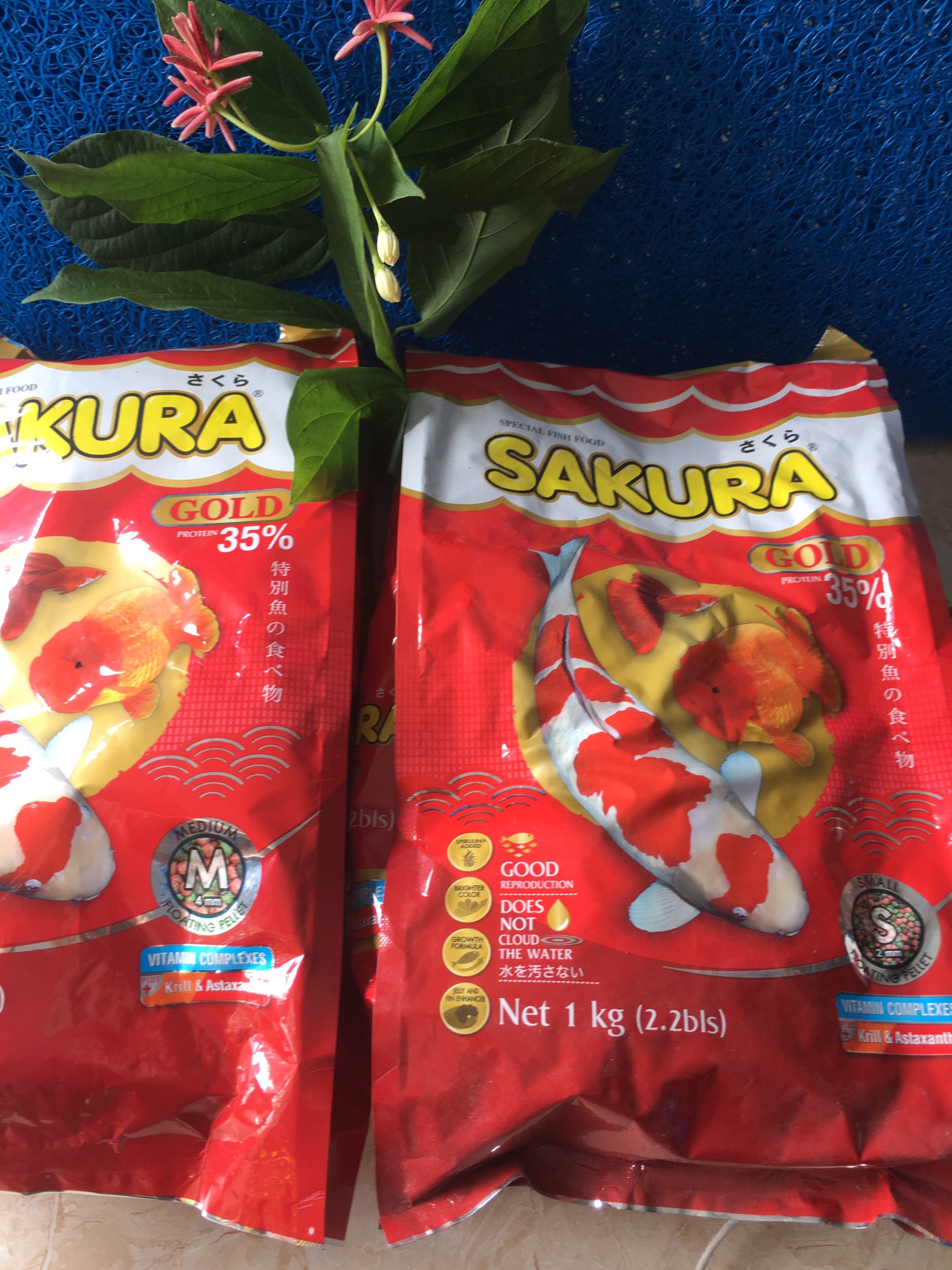 Cám cá KOI SAKURA túi 1kg hạt S -M 35% Đạm.