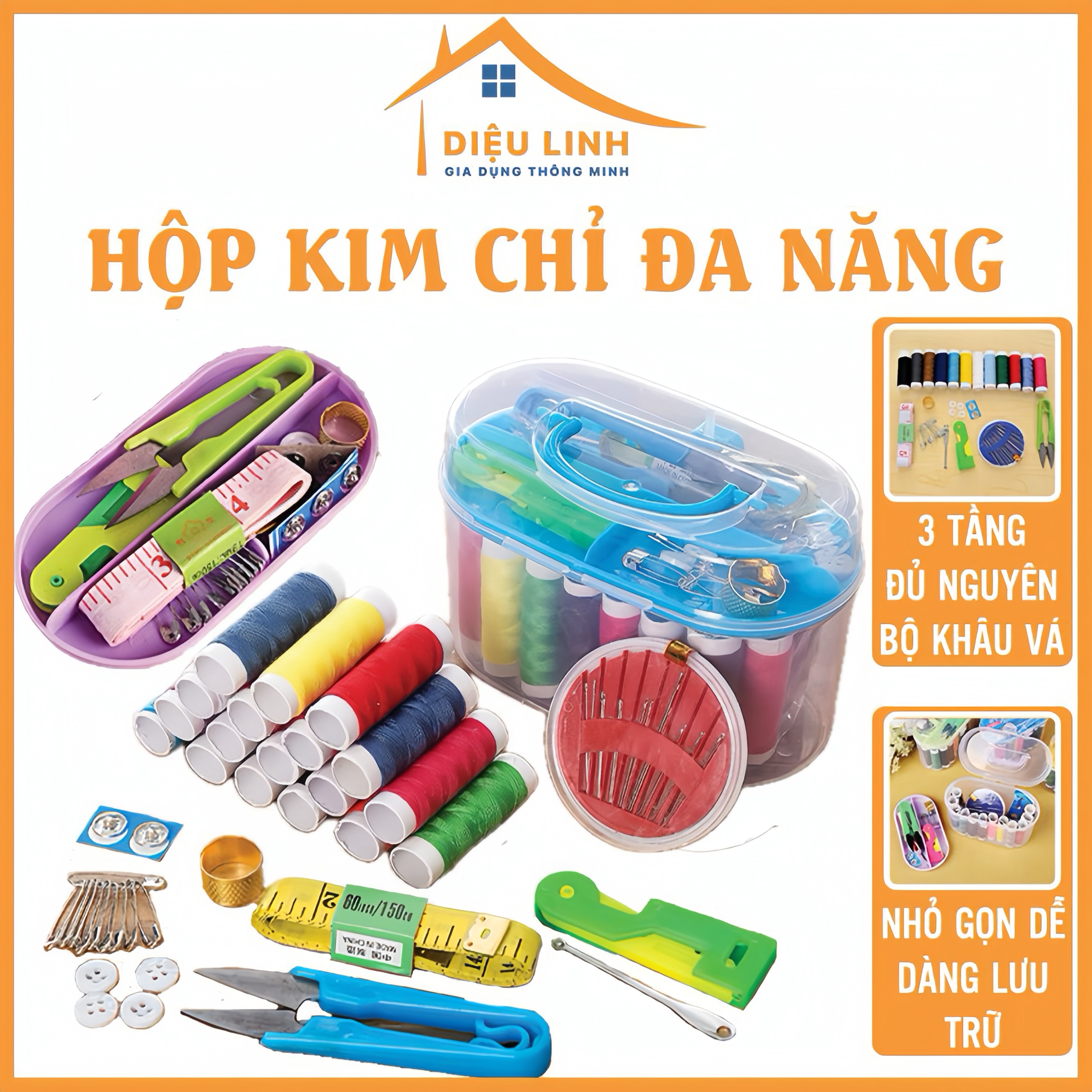 Hộp Kim Chỉ May Đồ Đa Năng Tiện Dụng 55 Món Phụ Kiện May Vá Hộp Kim Chỉ Gia Đình Tiện Dụng Tramanhshop