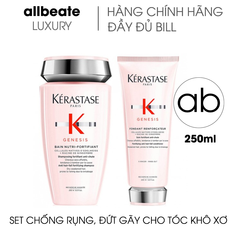 Set Dầu Gội Chống Rụng Cho Tóc Khô Kérastase Genesis Bain Nutri - Fortifiant 250Ml