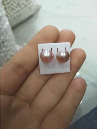 [HCM]Hoa tai bạc đính Ngọc trai thật 9ly uy tín chất lượng (màu tím có thể thay màu hồng hoặc trắng 