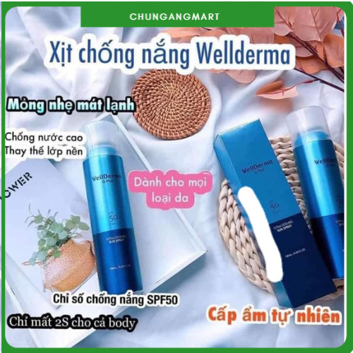 Xịt Chống Nắng Mát Lạnh Wellderma G Plus Cooling Sun Spray Spf 50Pa++++ Hàn Quốc 180Ml