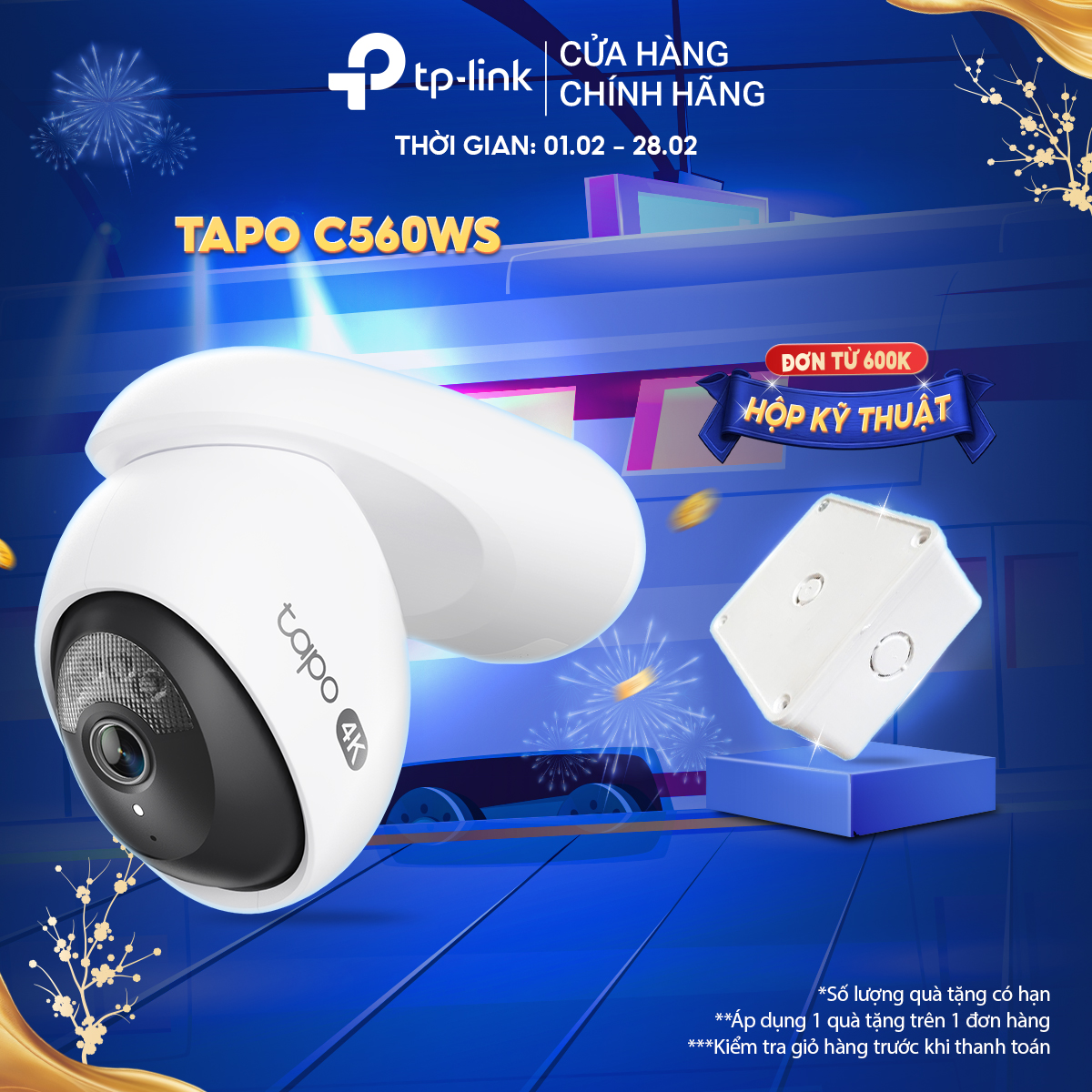 Camera Wi-Fi An Ninh 4K TP-Link Tapo C560WS Ngoài Trời | Băng Tần Kép Màu Ban Đêm Chuẩn IP66