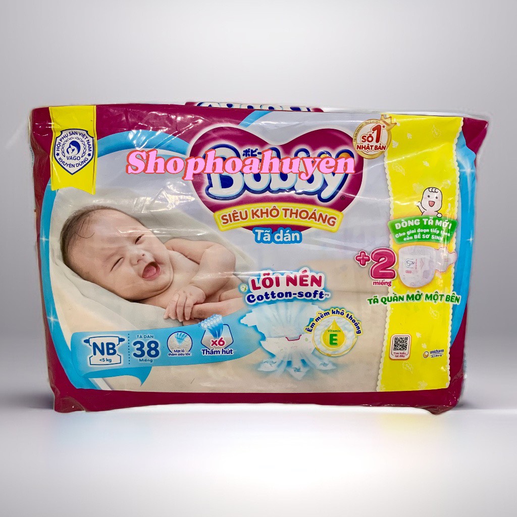 Tã dán sơ sinh Bobby NB 70 miếng và 38 miếng 0-5kg Bĩm dán sơ sinh Bobby tặng kèm 4 miếng HÀNG CHÍNH