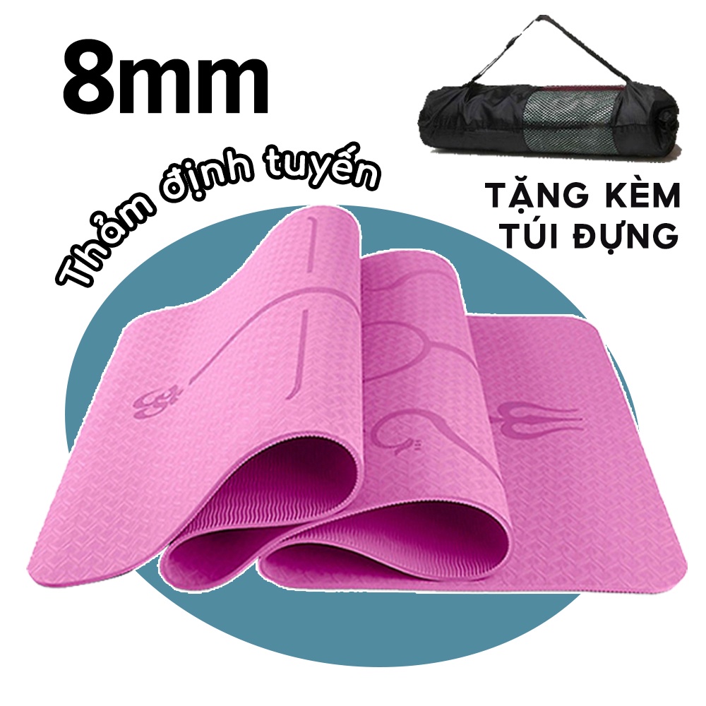 Thảm tập YOGA GYM 2 lớp 6 mm cao cấp thảm yoga chống trượt định tuyến + tặng kèm túi đựng thảm gấp g