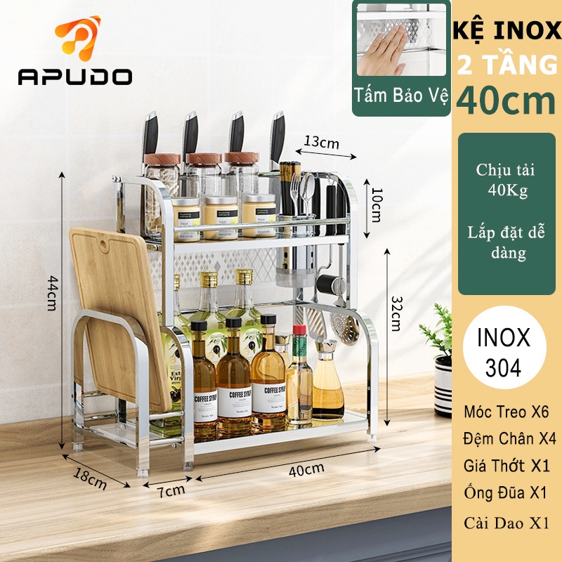 Kệ đựng gia vị inox 304 2 tầng 3 tầng nhà bếp, Kệ để đồ nhà bếp đa năng siêu bền gọn gàng không gian