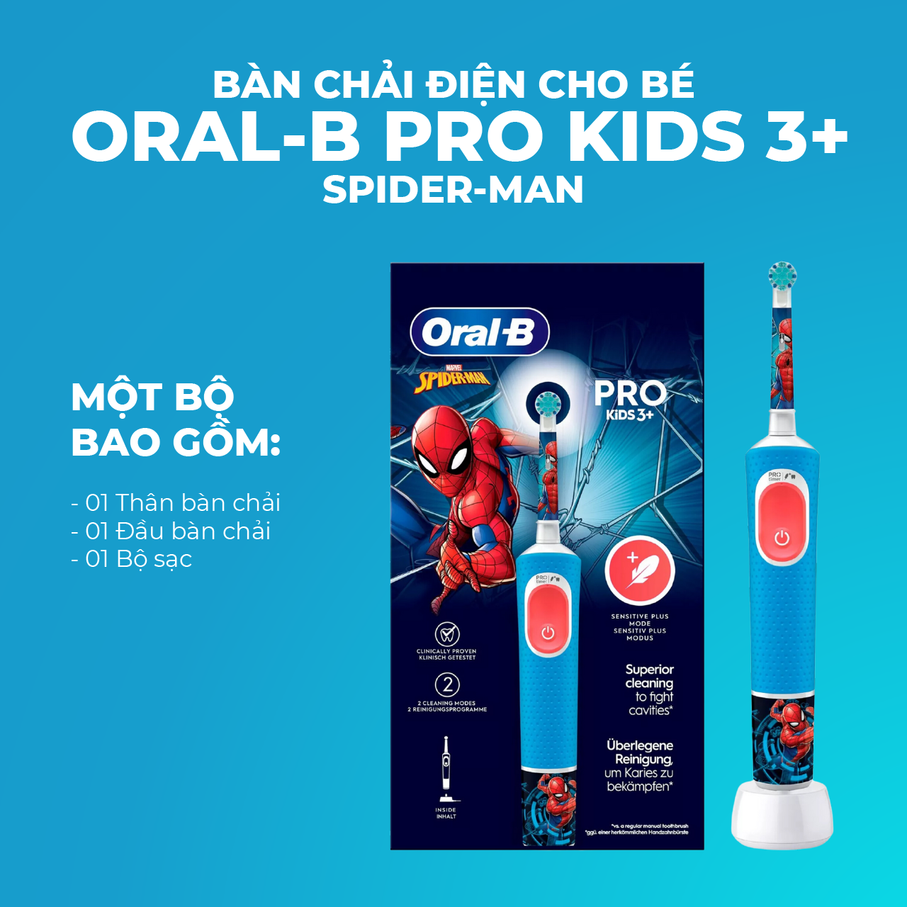 Bàn Chải Điện Trẻ Em Oral-B Braun Đủ Các Dòng Theo Lứa Tuổi - Hẹn Giờ 2 Phút Lông Chải Mềm Mại  Làm 