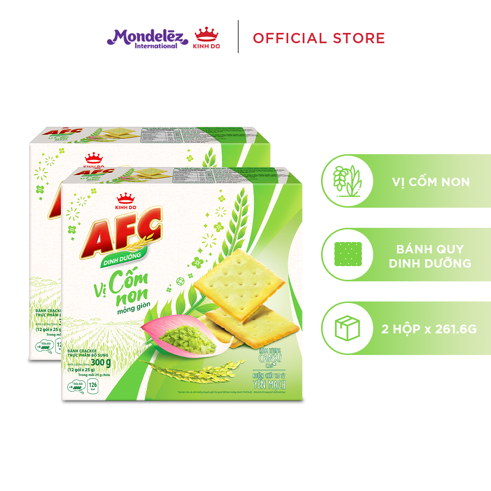 Bánh Cracker Dinh Dưỡng Afc Vị Cốm Non Combo 2 Hộp  X 261.6Gr