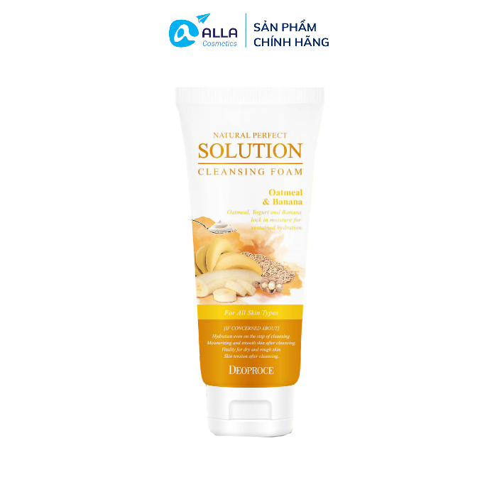 [Hcm]Sữa Rửa Mặt Làm Sạch Tạo Lớp Màng Độ Ẩm Cho Da Deoproce Natural Perfect Solution Cleansing Foam Oatmeal & Banana 170G