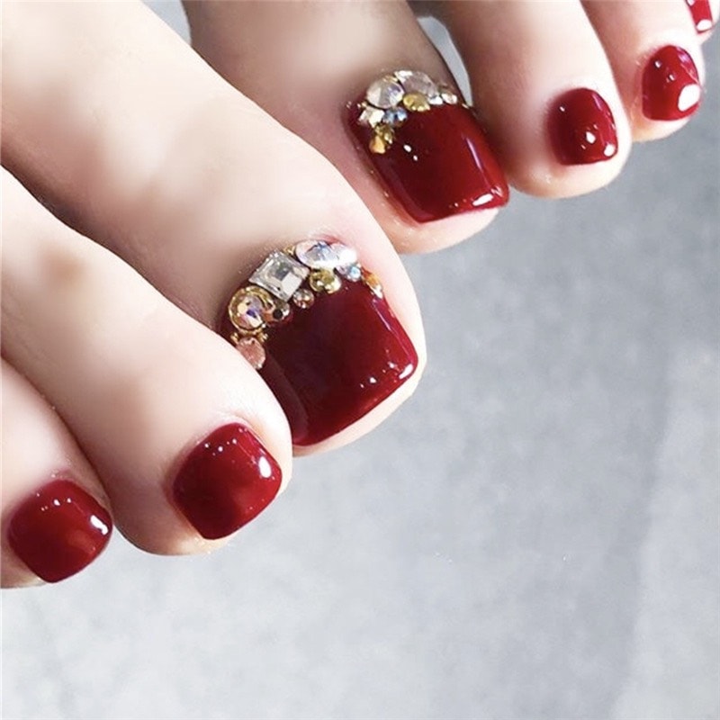 Bộ 24 Móng Chân Giả Nail Giả C48 (Kèm Keo Dán)