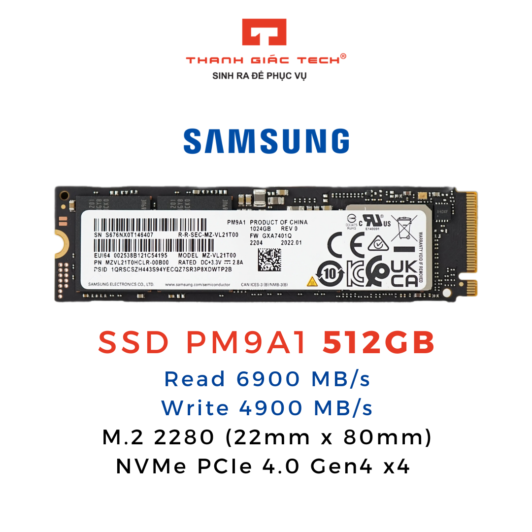 Ổ Cứng SSD 1TB/512GB M2 NVMe Gen4 x4 Samsung / SK hynix / Western Digital / Micron - Bảo Hành 3 Năm