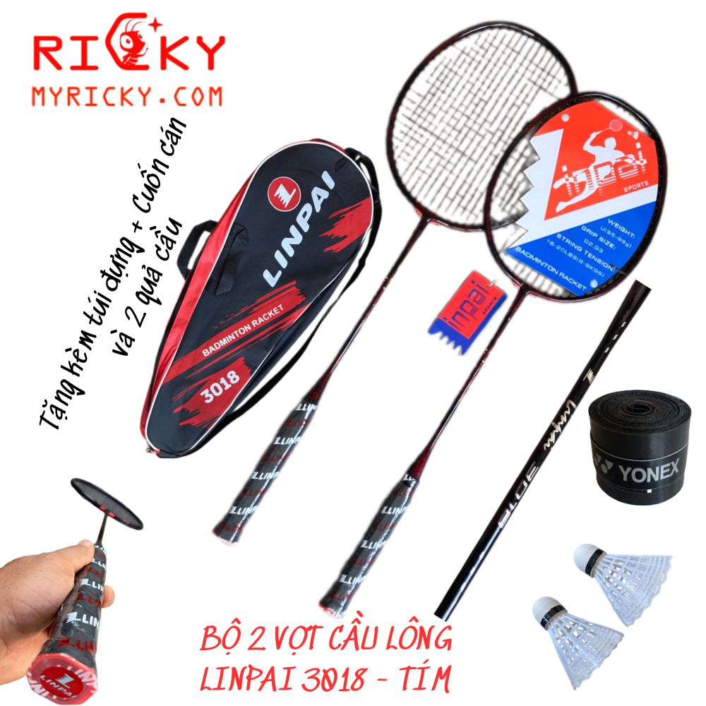 Bộ 2 Vợt Cầu Lông LinPai 3018 -  Bộ 2 Cây Vợt Cầu Lông Khung Carbon [Tặng kèm túi đựng + Quấn Cán]