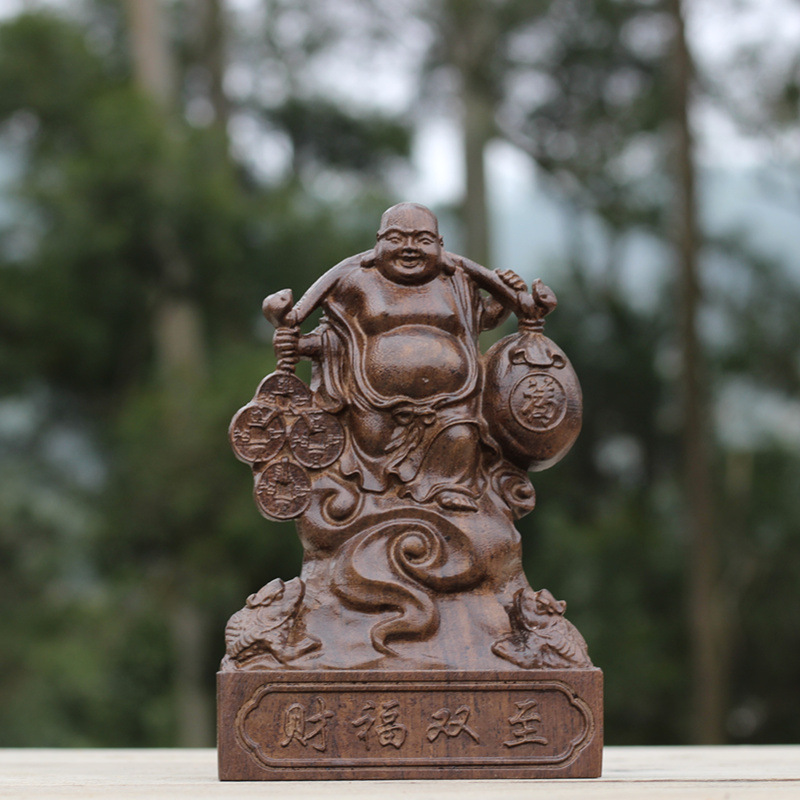 Tượng Phật Di Lặc Bằng Gỗ Đàn Hương Thơm Cao 18 cm