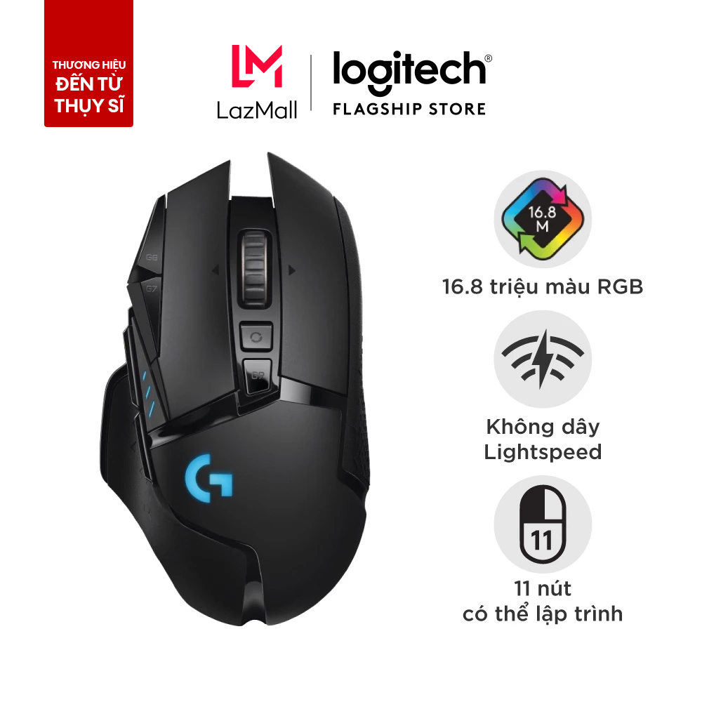 Chuột game không dây Lightspeed Logitech G502 - RGB Lightsync 11 nút lập trình điều chỉnh trọng lượn