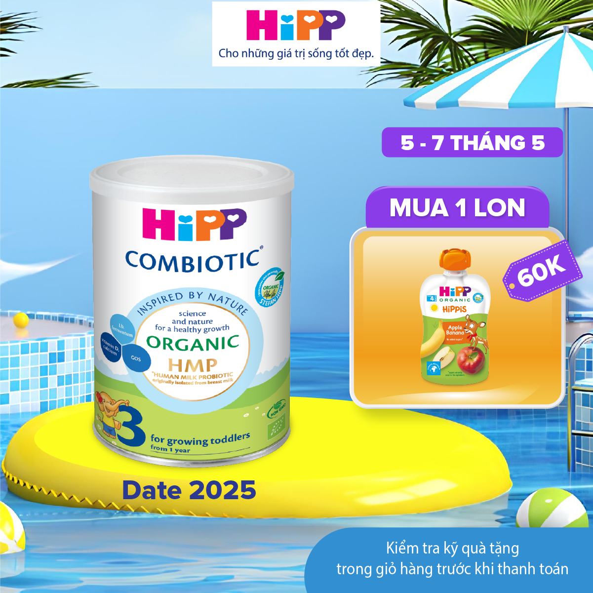 Sữa bột dinh dưỡng công thức HiPP 3 Organic Combiotic 350g dành cho trẻ trên 12 tháng tuổi chất lượng hữu cơ tự nhiên an toàn hỗ trợ tăng cường sức khoẻ hệ miễn dịch bổ sung Canxi và vitamin D