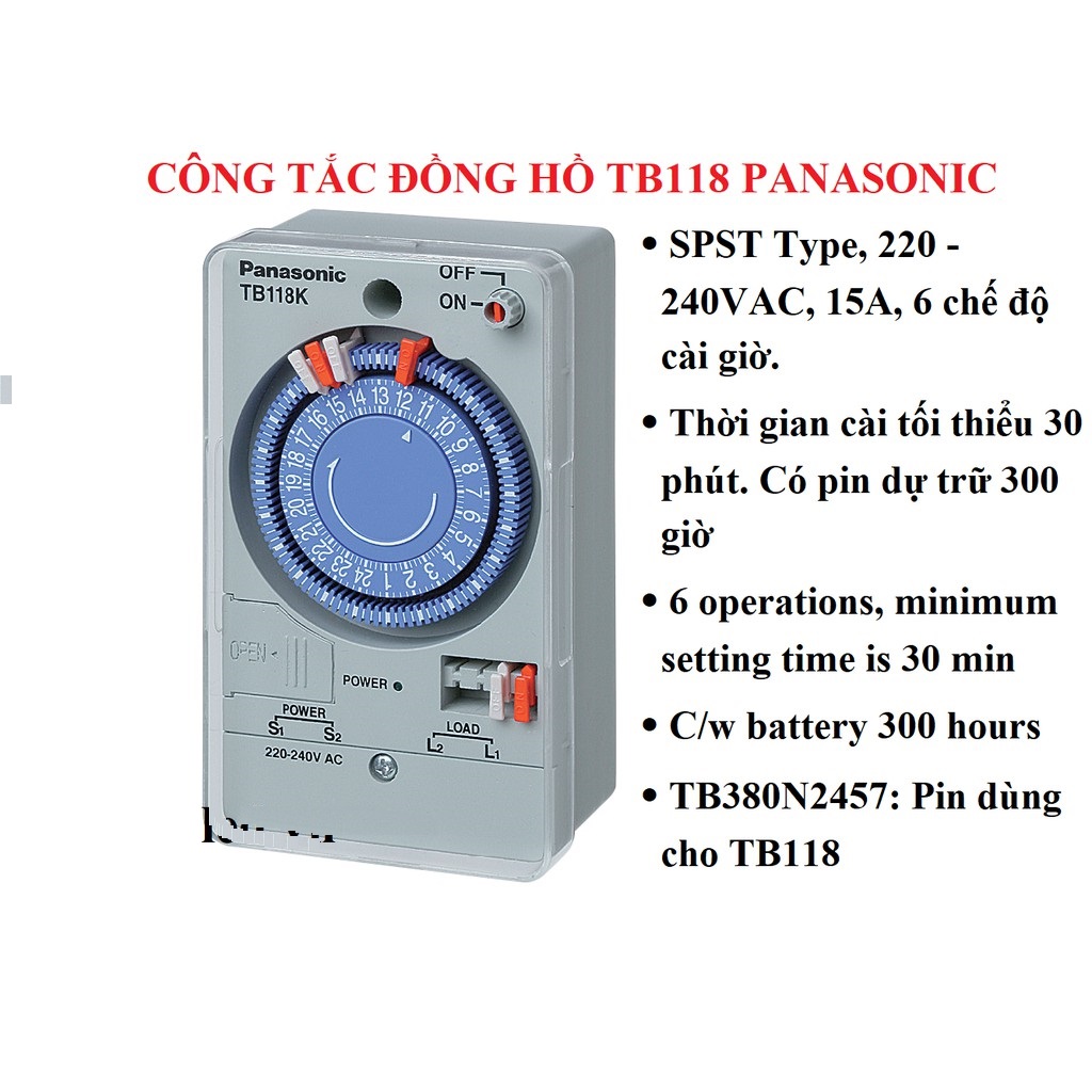 [Sale] Timer cơ Panasonic Bộ hẹn giờ công tắc thời gian Relay thời gian thực TB118N Panasonic