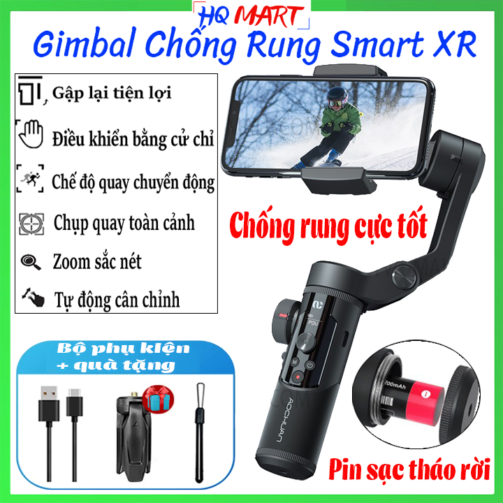 [Hàng Chính Hãng] Gậy chống rung quay phim tay cầm chống rung cho điện thoại Gimbal AOCHUAN Smart XR