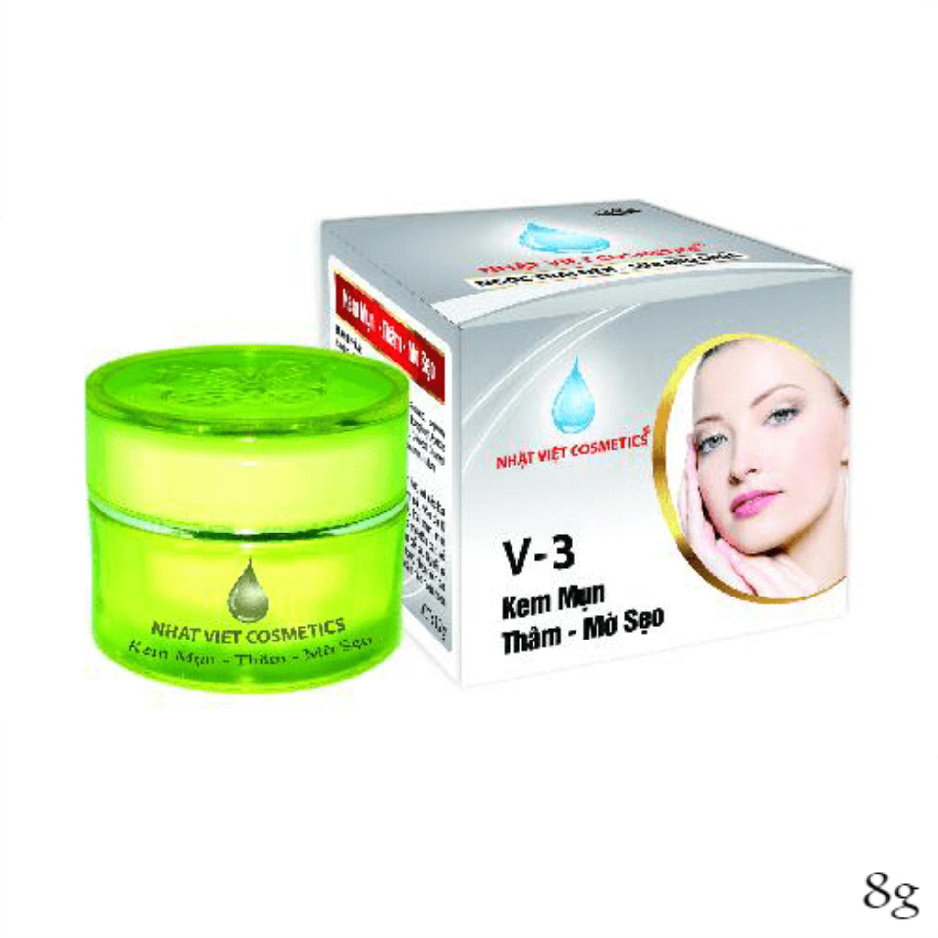 [HCM]Kem Nhật Việt V3 Mụn Mờ Thâm Liền Sẹo Ngọc Trai Đen Sữa Ong Chúa (8g)