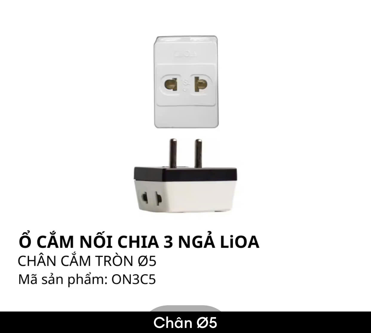 Ổ cắm nổi chia 3 ngả Lioa ON3NCDổ cắm nối chia baphích cắm 1 ra 3 Lioaổ cắm điệnổ chia 3 chân cắmđầu