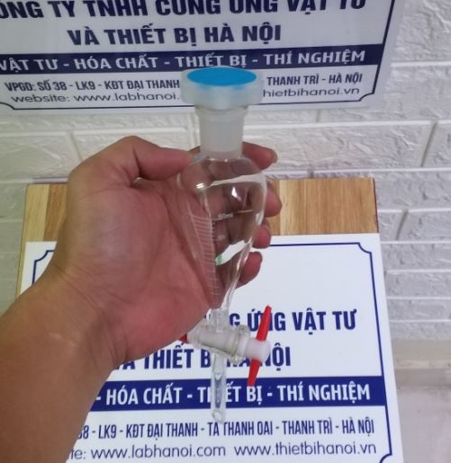 Phễu Chiết Quả Lê Có Chia Vạch Khóa Nhựa Teflon Dung Tích 60Ml