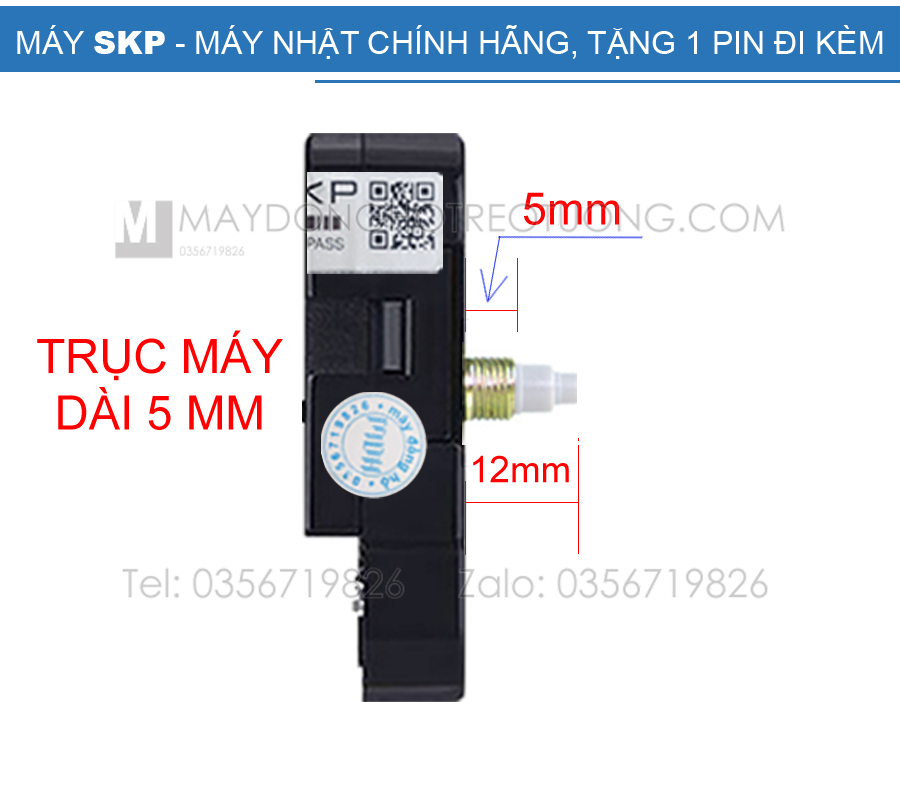 Máy đồng hồ treo tường Nhật SKP - Trục máy dài kim trôi không tiếng động (bảo hành 24 tháng)