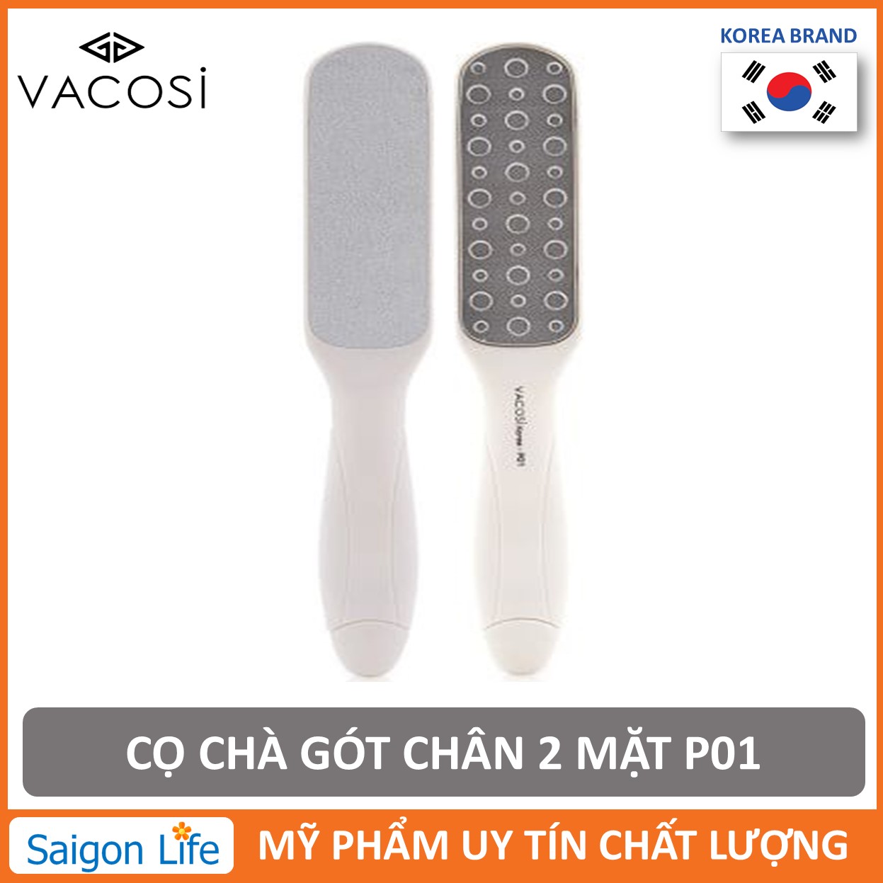 Cọ Chà Gót Chân 2 Mặt Vacosi White Foot Feeling - P01