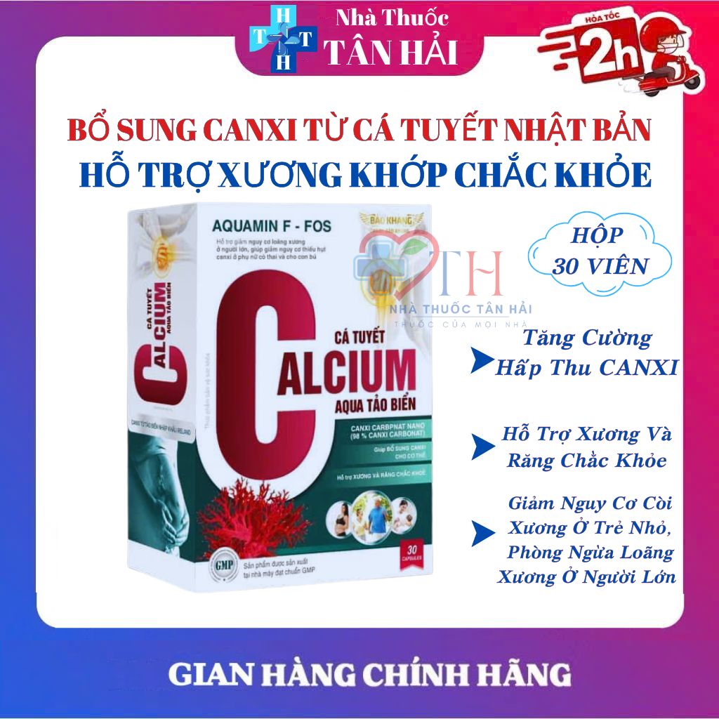 Viên uống canxi hữu cơ Calcium cá tuyết Aqua tảo biển bổ sung canxi cho cơ thể hỗ trợ xương và răng 