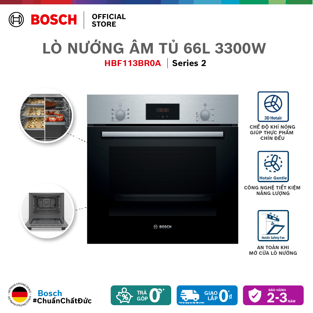 Lò nướng âm tủ 66L 3300W HBF113BR0A - Series 2 - Hàng chính hãng