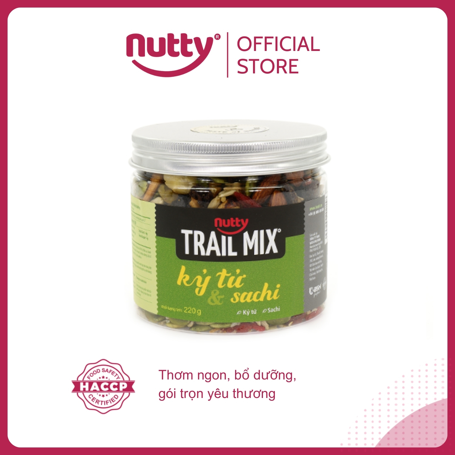 Trailmix Kỷ tử - Sachi Nutty - Hỗn hợp hạt dinh dưỡng và trái cây sấy nguyên vị - Món ăn nhẹ lành mạ