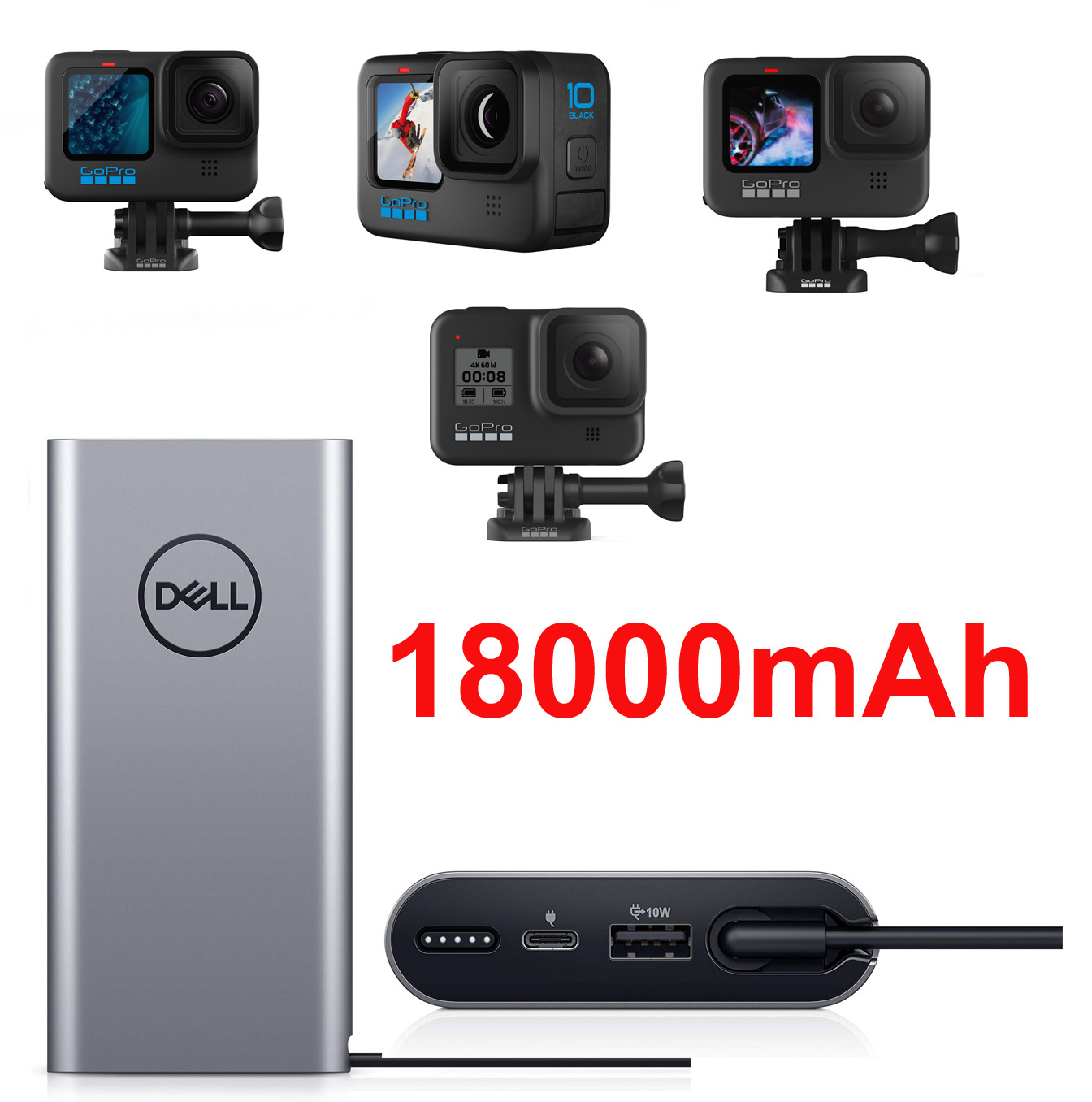 Pin sạc dự phòng Gopro 6 Gopro 7 Gopro 8 Gopro 9 Gopro 10 Gopro 11 cho laptop Dell USB C 65Wh - PW70