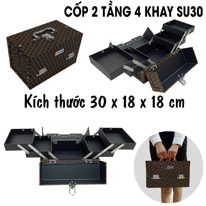 Hộp Cốp 2 Tầng 4 Khay Đựng Đồ Makeup Nail Nối Mi Su30