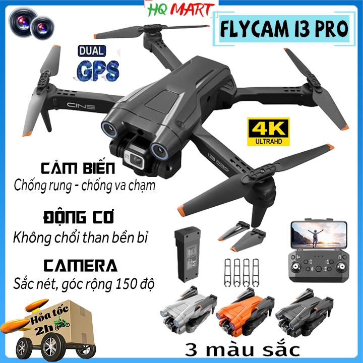 [Lỗi 1 đổi 1 hoàn tiền 100%] Flaycam mini Fly cam giá rẻ I3 Pro May bay dieu khien tu xa flycam có camera 4k quay phim chụp ảnh sắc nét động cơ không chổi than bền bỉ tự động bay về khi gần hết pin