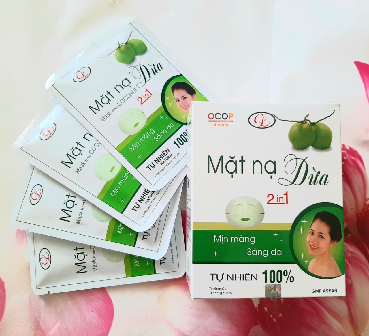 Mặt Nạ Dừa 2In1 Cấp Ẩm Cửu Long Hộp 7 Miếng