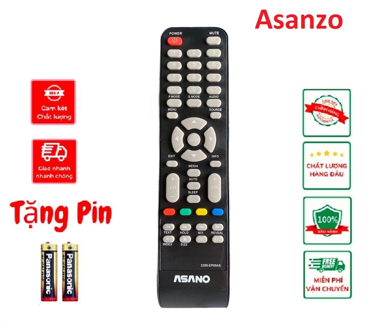 Điều khiển tivi ASANO 2200 -EP00AS  Remote asano tivi dòng LCD hàng tốt 100% Tặng kèm pin