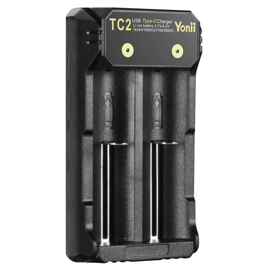Sạc Đôi Yonii TC2 Sạc Pin Li-ion 3.7V 18650/21700/26650 USB Type C - 2 Khe