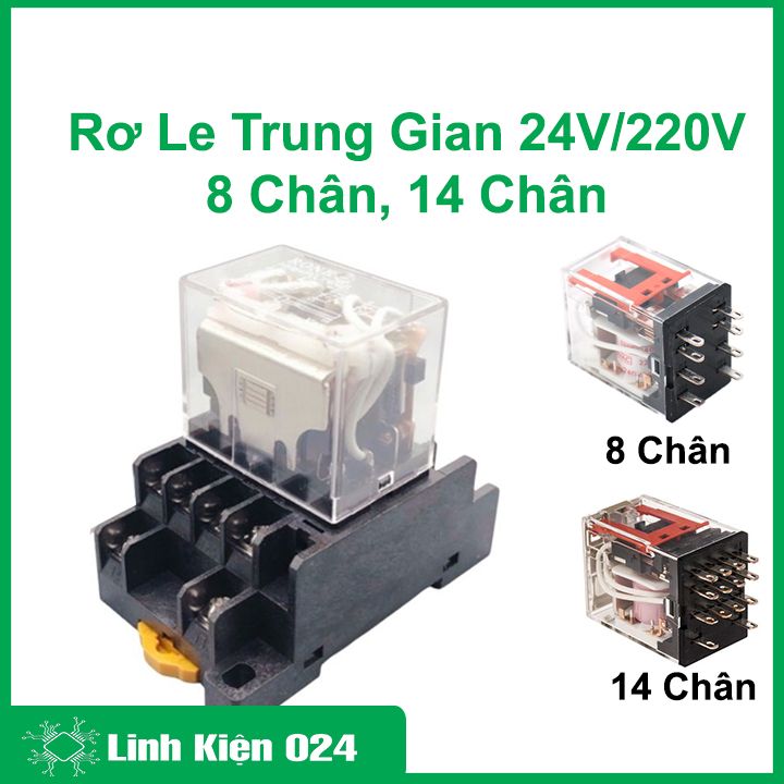 Rơ le trung gian 8 chân 14 chân relay MY4N LY2N 220V 24VDC 12VDC