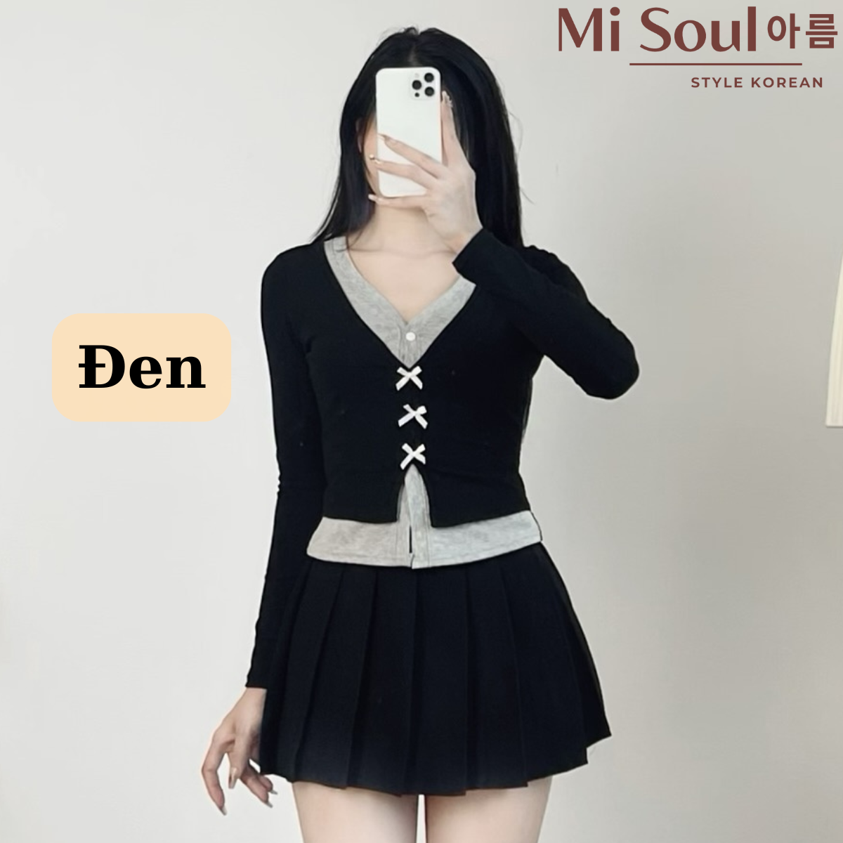 Áo Thun Cotton Dài Tay Cổ Tim Đính Nơ 2 Lớp Điệu Đà Form Ôm BigSize MiSoul Áo Dài Tay Cổ Tim Đính Nơ