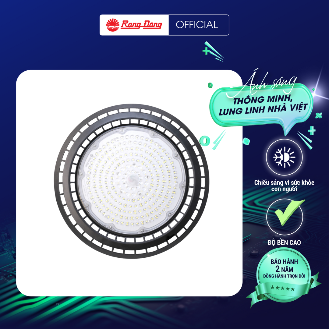 Đèn LED High Bay 120W chính hãng Rạng Đông. Model: HB03 350/120W.PLUS Tương thích điện từ trường khả